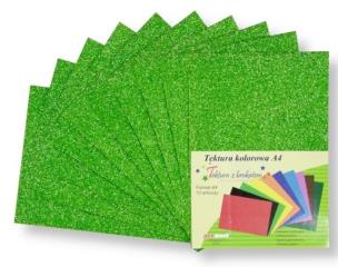 Opakowanie Tektura A4 gładka brokat zielona 10szt