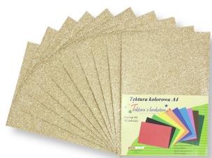 Opakowanie Tektura A4 gładka brokat żółta 10szt