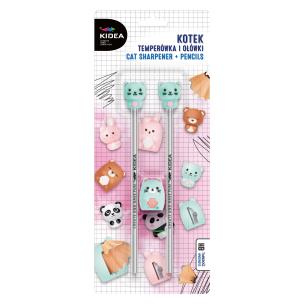 Temperówka z ołówkami Kotek KIDEA. Wydawca: Derform. Multiszop.pl Opakowanie Temperówka z ołówkami Kotek KIDEA
