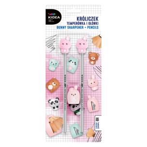 Temperówka z ołówkami Króliczek KIDEA. Wydawca: Derform. Multiszop.pl Opakowanie Temperówka z ołówkami Króliczek KIDEA