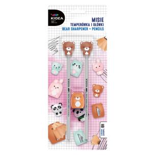 Temperówka z ołówkami Misie KIDEA. Wydawca: Derform. Multiszop.pl Opakowanie Temperówka z ołówkami Misie KIDEA