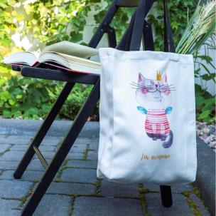 Torba na zakupy z kieszonką Kot Shopperka. Wydawca: Cozywood. Multiszop.pl Opakowanie Torba na zakupy z kieszonką Kot Shopperka