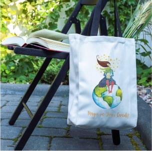 Torba na zakupy z kieszonką Podróże Shopperka. Wydawca: Cozywood. Multiszop.pl Opakowanie Torba na zakupy z kieszonką Podróże Shopperka