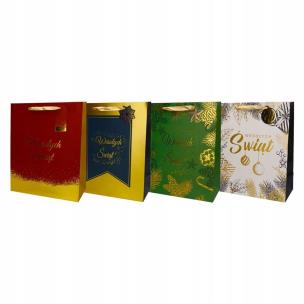 Opakowanie Torba prezentowa 26x32cm Wesołych Świąt mix