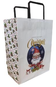 Opakowanie Torebka biała KRAFT 250x345x150 Święta Mikołaj