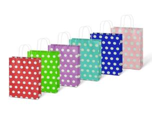 Opakowanie Torebka na prezent kraft 150x210x80 kropka mix