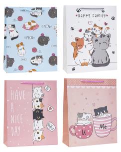 Opakowanie Torebka ozdobna Kotki 26x32x10cm mix ROZETTE 12 szt