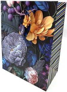 Opakowanie Torebka ozdobna matowa 18x23x10cm ciemne kwiaty