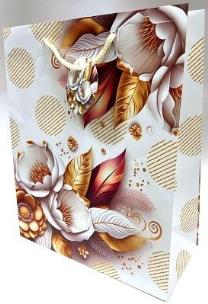 Opakowanie Torebka ozdobna matowa 26x32x12cm białe kwiaty