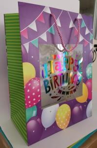 Opakowanie Torebka ozdobna z okienkiem pionowa XL Urodziny