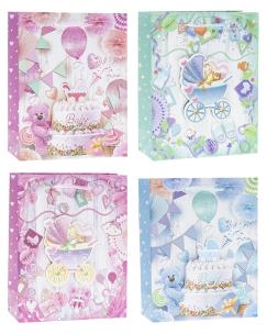 Opakowanie Torebka Pop-Up 3D Narodziny 26x32x10cm mix ROZETTE 12 szt