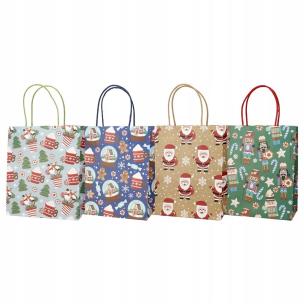 Opakowanie Torebka prezentowa 21x21,5cm bałwany Mikołaje mix