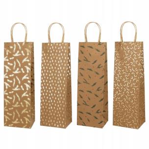 Opakowanie Torebka prezentowa na butelkę 11x35cm kraft mix