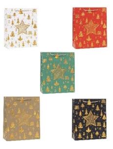 Opakowanie Torebka świąteczna brokat 18x23x8cm mix ROZETTE