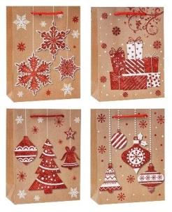 Opakowanie Torebka świąteczna brokat 18x24x8cm mix ROZETTE