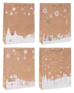 Opakowanie Torebka świąteczna brokat 26x32x10cm mix ROZETTE