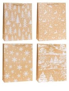 Opakowanie Torebka świąteczna brokat 30x40x12cm mix ROZETTE