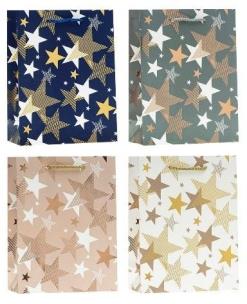 Opakowanie Torebka świąteczna Gwiazdki 18x24x8cm mix ROZETTE