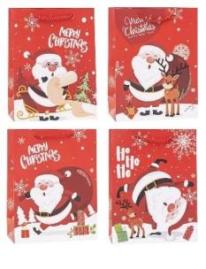 Opakowanie Torebka świąteczna Mikołaj 18x24x8cm mix ROZETTE