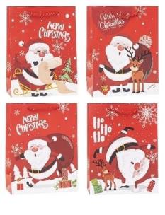 Opakowanie Torebka świąteczna Mikołaj 31x40x12cm mix ROZETTE