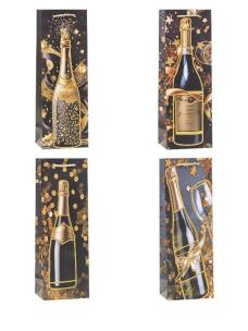 Opakowanie Torebka świąteczna na butelkę mix ROZETTE