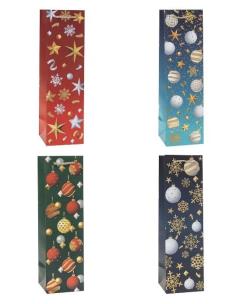 Opakowanie Torebka świąteczna na butelkę mix ROZETTE