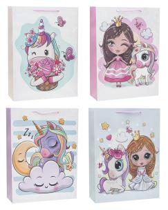 Opakowanie Torebka z brokatem Unicorn 18x23x8cm mix ROZETTE 12 szt