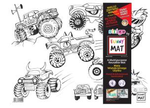 Opakowanie Transparentna mata Strigo Funny Mat Monster trucks 48x33.5 cm