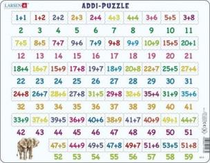 Układanka Dodawanie 1-59 58 elementów. Wydawca: Larsen. Multiszop.pl Opakowanie Układanka Dodawanie 1-59 58 elementów
