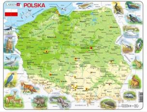 Układanka Polska Mapa fizyczna 61 elementów. Wydawca: Larsen. Multiszop.pl Opakowanie Układanka Polska Mapa fizyczna 61 elementów