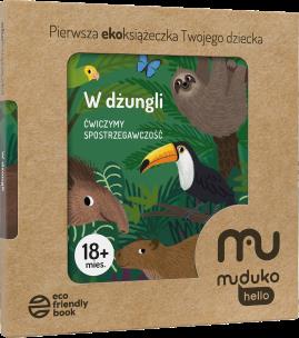 W dżungli. Ćwiczymy spostrzegawczość 18 mies.+ Pierwsza ekoksiążeczka Twojego Dziecka. Autor: Opracowanie zbiorowe. Multiszop.pl Okładka książki W dżungli. Ćwiczymy spostrzegawczość 18 mies.+ Pierwsza ekoksiążeczka Twojego Dziecka