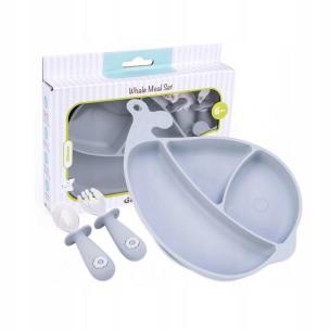 Opakowanie Wieloryb - talerz + sztućce szary