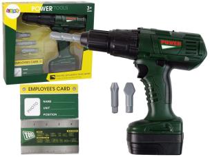 Wiertarka dla majsterkowicza zielona z wiertłami. Wydawca: Leantoys. Multiszop.pl Opakowanie Wiertarka dla majsterkowicza zielona z wiertłami