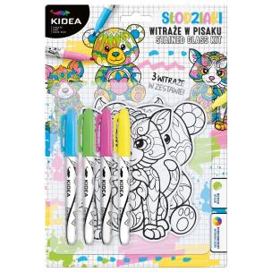 Witraże z markerami Misie Kidea 4 kolory. Wydawca: Derform. Multiszop.pl Opakowanie Witraże z markerami Misie Kidea 4 kolory