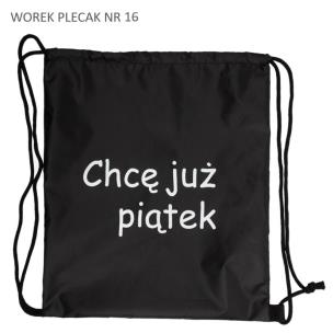 Opakowanie Worek plecak czarny Chcę już piątek