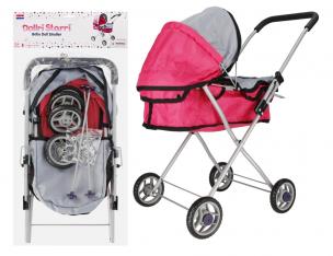 Wózek głęboki dla lalek metalowy różowy. Wydawca: Mega Creative. Multiszop.pl Opakowanie Wózek głęboki dla lalek metalowy różowy