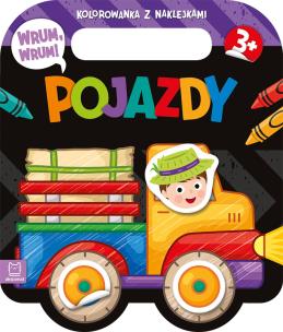 Wrum, wrum! Pojazdy. Kolorowanka z naklejkami. Autor: Bator Agnieszka. Multiszop.pl Okładka książki Wrum, wrum! Pojazdy. Kolorowanka z naklejkami