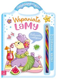 Wspaniałe lamy. Malowanka z naklejkami. Zaczarowana kredka. Autor: Podgórska Anna. Multiszop.pl Okładka książki Wspaniałe lamy. Malowanka z naklejkami. Zaczarowana kredka