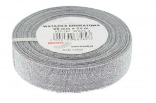 Opakowanie Wstążka brokatowa srebrna 25mmx22m