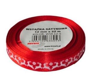 Opakowanie Wstążka satynowa z motywem świątecznym 12mmx22m