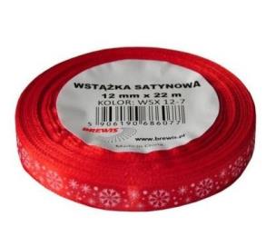 Opakowanie Wstążka satynowa z motywem świątecznym 12mmx22m