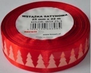 Opakowanie Wstążka satynowa z motywem świątecznym 25mmx22m