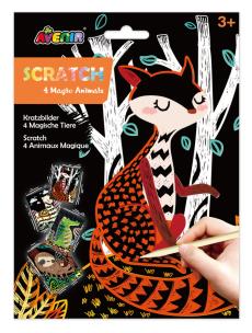 Wydrapywanki - 4 magiczne zwierzęta. Wydawca: AVENIR. Multiszop.pl Opakowanie Wydrapywanki - 4 magiczne zwierzęta