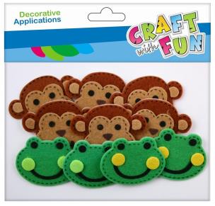 Żaba i małpa filcowa samoprzylepna 10szt. Wydawca: Craft With Fun. Multiszop.pl Opakowanie Żaba i małpa filcowa samoprzylepna 10szt