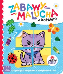 Zabawy malucha z kotkiem. Aktywizująca książeczka z naklejkami. Autor: Podgórska Anna. Multiszop.pl Okładka książki Zabawy malucha z kotkiem. Aktywizująca książeczka z naklejkami