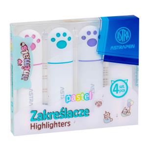 Opakowanie Zakreślacze z łapkami Astrapen Animals pastelowe 4 kolory