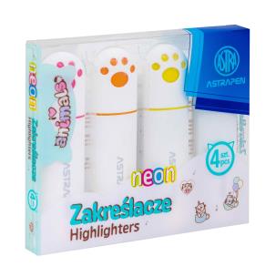 Opakowanie Zakreślacze z uszkami Astrapen Animals neon 4 kolory