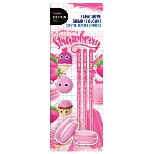 Zapachowe gumki i ołówki truskawka Kidea. Wydawca: Derform. Multiszop.pl Opakowanie Zapachowe gumki i ołówki truskawka Kidea