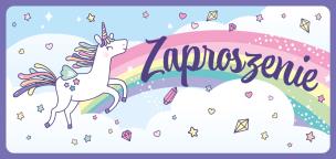 Opakowanie Zaproszenie UNICORN komplet 5 sztuk wraz z kopertami