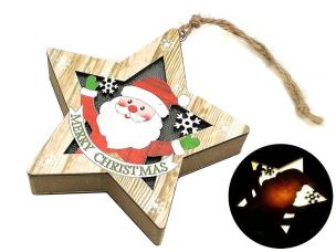 Opakowanie Zawieszka świąteczna drewniana ze światłem LED